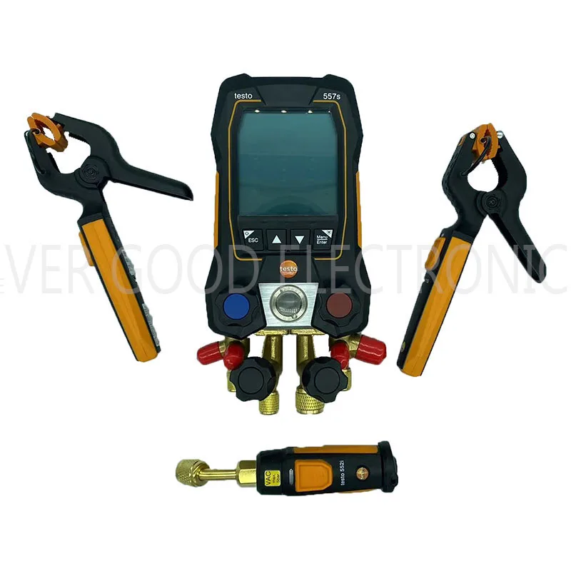 Testo 550s Intelligentes Kältemittelmessgerät mit Digitalanzeige, Bluetooth-kompatibel und Zweiwegeventilgruppe