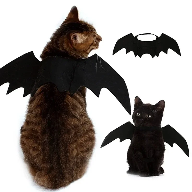 Pet Halloween Bat Wings Dog Cat Costume Party Dress Funny Cool Puppy Kitty Apparel Cosplay Prop with Traction Rope Fixing Hole