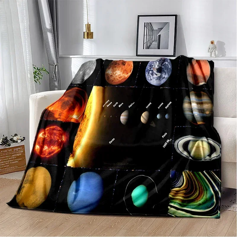 Modern Flannel Blanket Cover Gedruckt Bettdecke Geschenk Solar System Soft Plush Sofa Bed Throwing Cartoon Picnic Blankets
