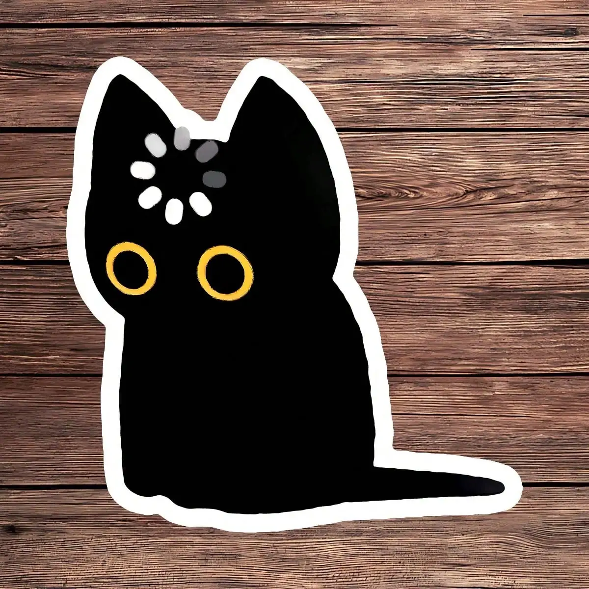 Minimalist Black Cat with Loading Symbol Laptop & Car Sticker
