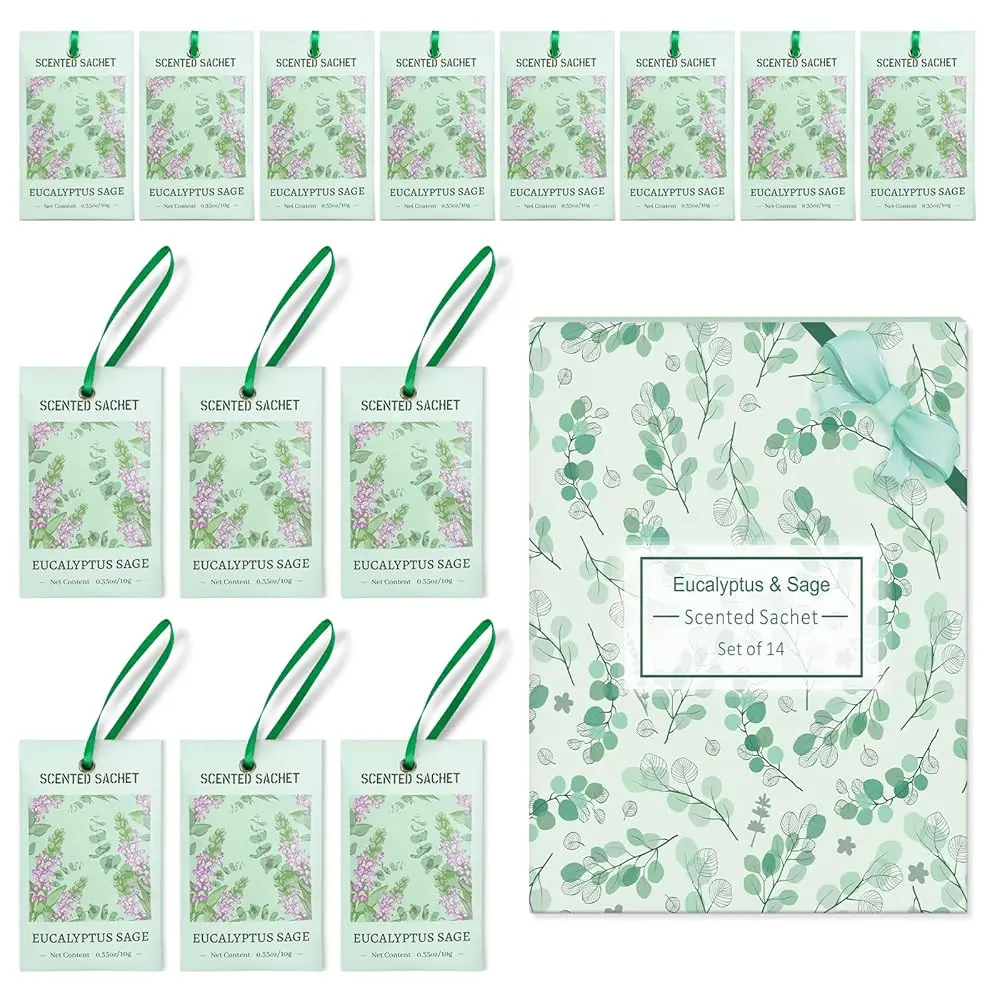

Sachets For Drawers And Closets, Eucalyptus Sage Sachets Bags, Pa Of 14, Home Fragrance Sachet For Wardrobe, Closet, Drawer