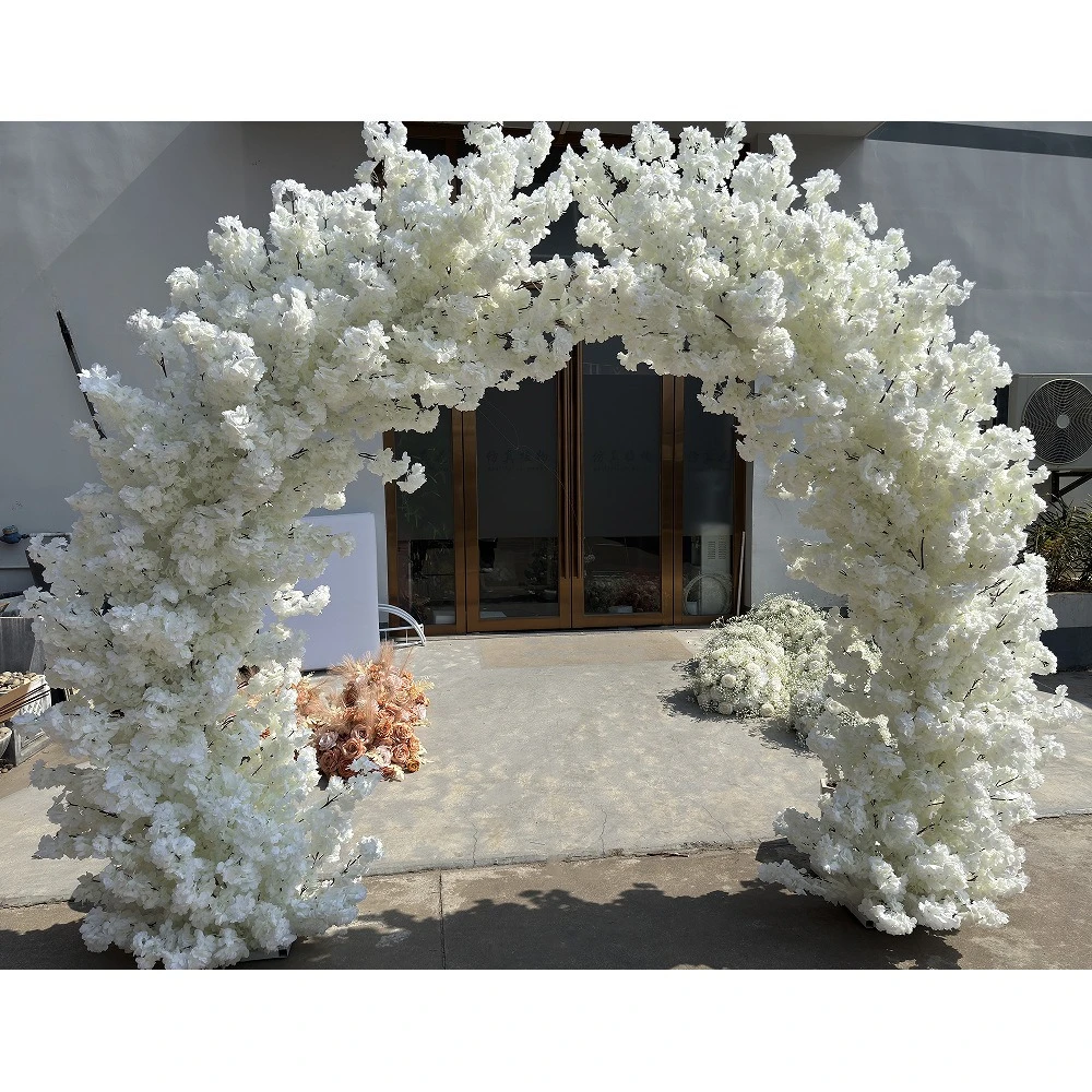 

Wedding layout simulation white cherry blossom arch