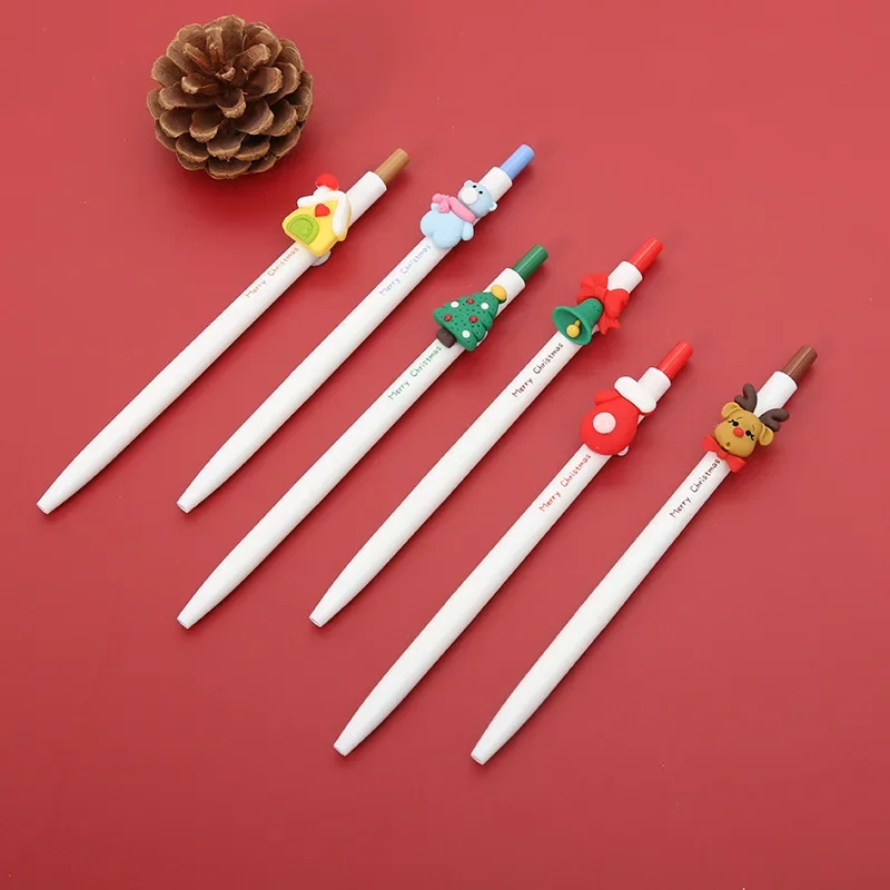 

10Pcs/Lot Cute Christmas Gel Pen Christmas Tree Bell Signature Pens Retractable Neutral Pen Black Ink School Office Stationery