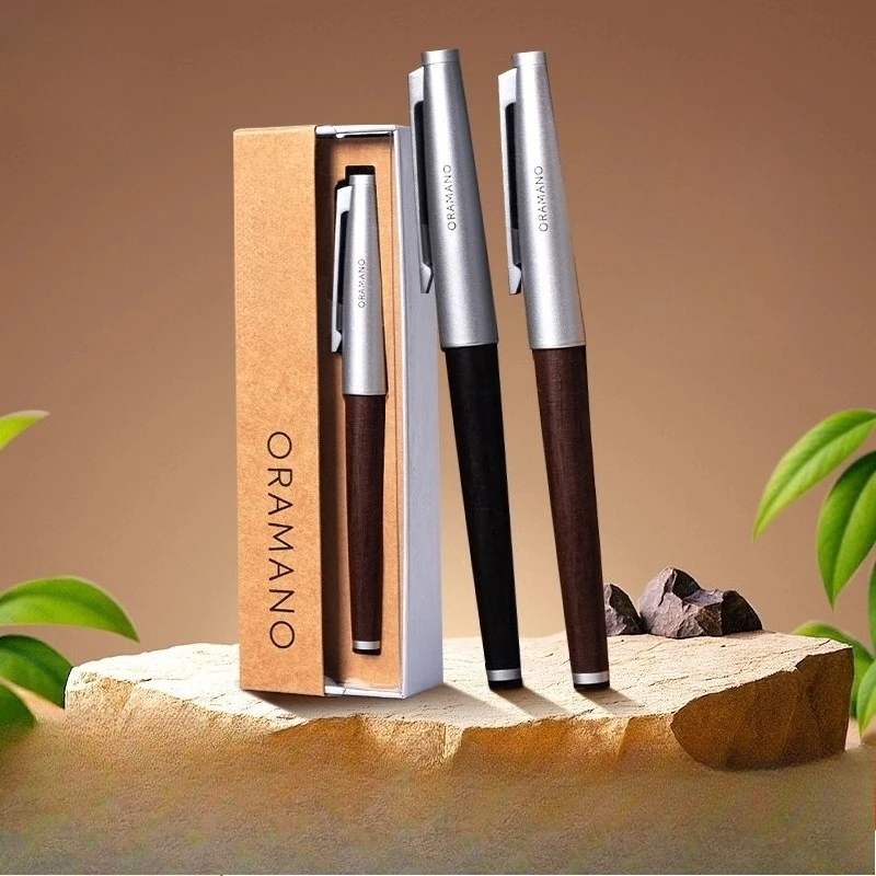 

DELI A6 Walnut/Oak Pulling Cap Neutral Gel Pen Metal 0.7/0.5 Black Business Ballpoint Pen Office Student Lxuury Wood Pen Gift