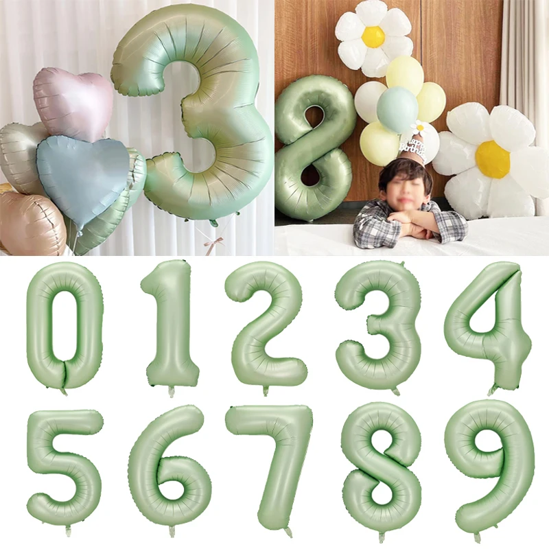 40inch Big Foil Birthday Balloons Olive Green Number Balloon 0-9 Birthday Wedding Wild One Party Decorations Shower Large Figure