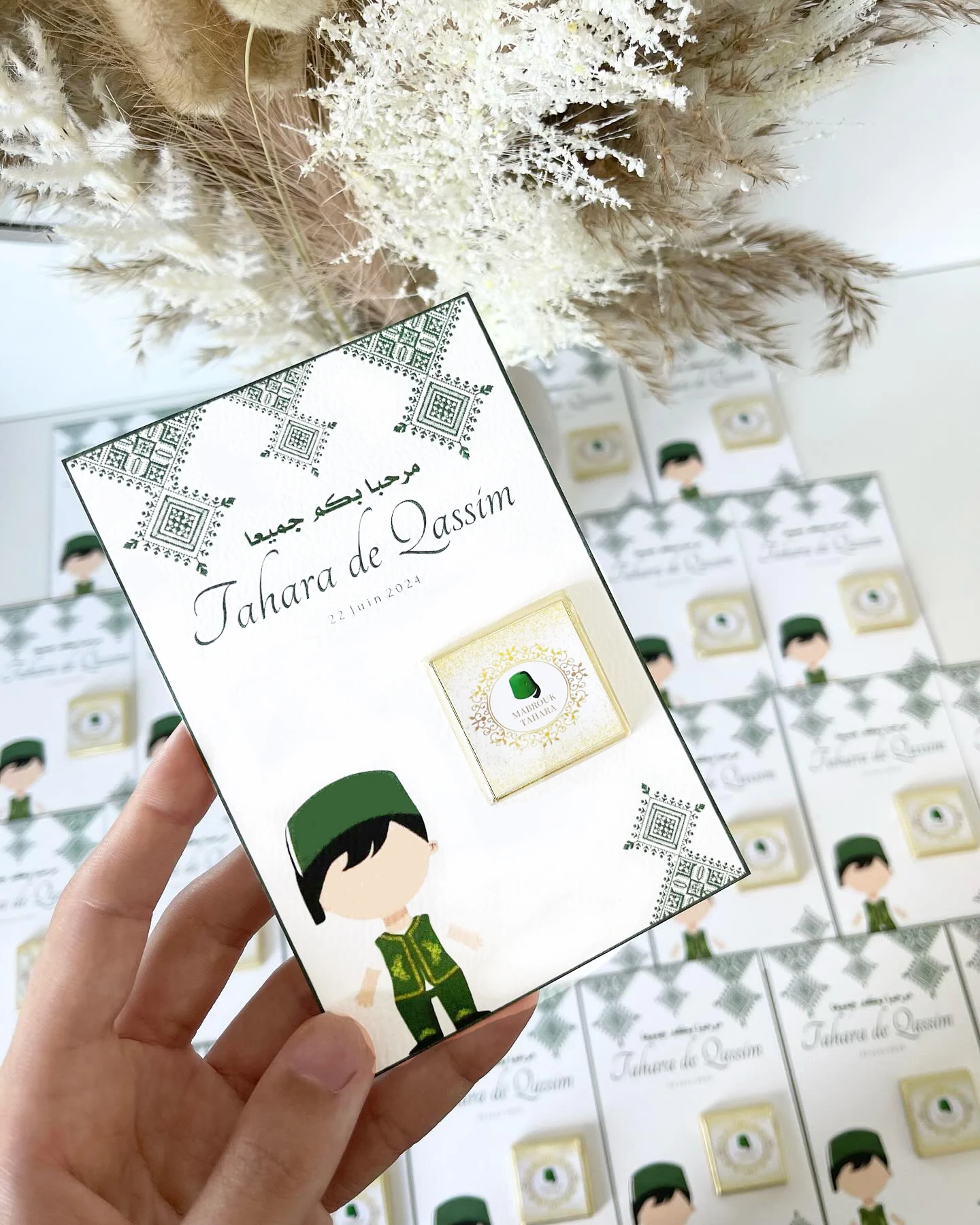 Custom Mabrouk Tahara Card Baby Shower Invitation Candy Gift Boy Girl Print Decoration Party Supplies Petit Prince Hat Mabrouk