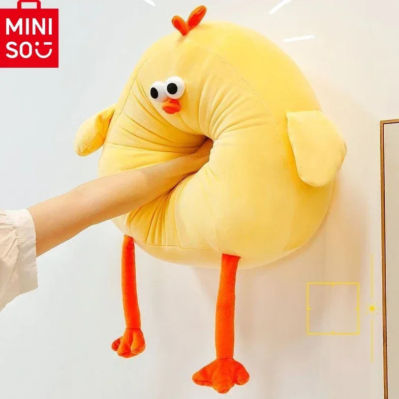 Miniso натуральная плюшевая кукла Dundun Chicken 35 см, милая мультяшная плюшевая игрушка с курицей, супер мягкая подушка, украшение для дома, подарок на день рождения для ребенка