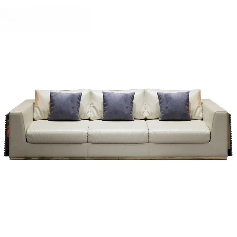 

Современный кожаный диван первого слоя из воловьей кожи для гостиной, полная комбинация, современная маленькая квартира1 + 2 + 3Кожаная мебель