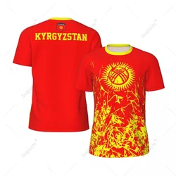 Ekskluzywny projekt flaga Kirgistan z nadrukiem 3D dla mężczyzn do rowerek dla dzieci piłki nożnej i tenisa Fitness sportowe koszulki z siatką krótki T-shirt