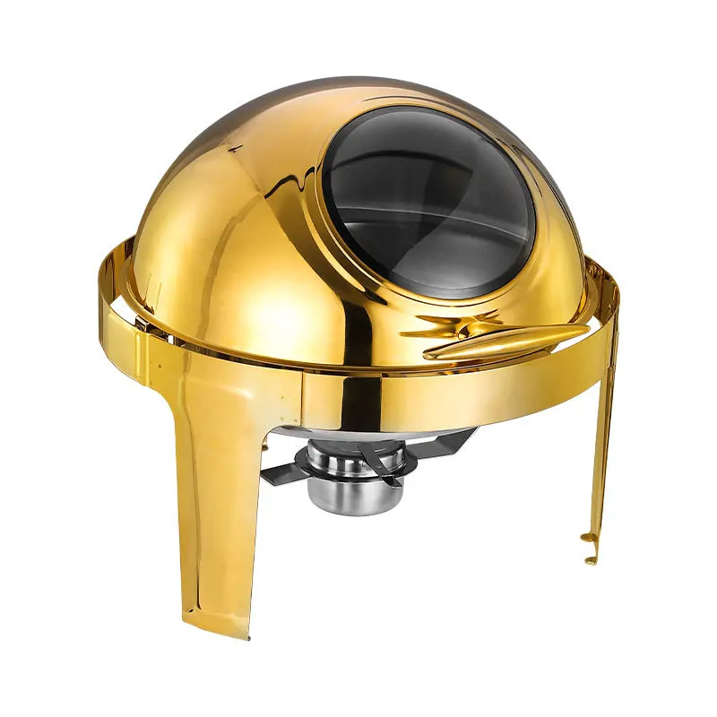 

Stainless steel gold full flip round visual buffet stove hotel thermal insulation electric breakfast stove