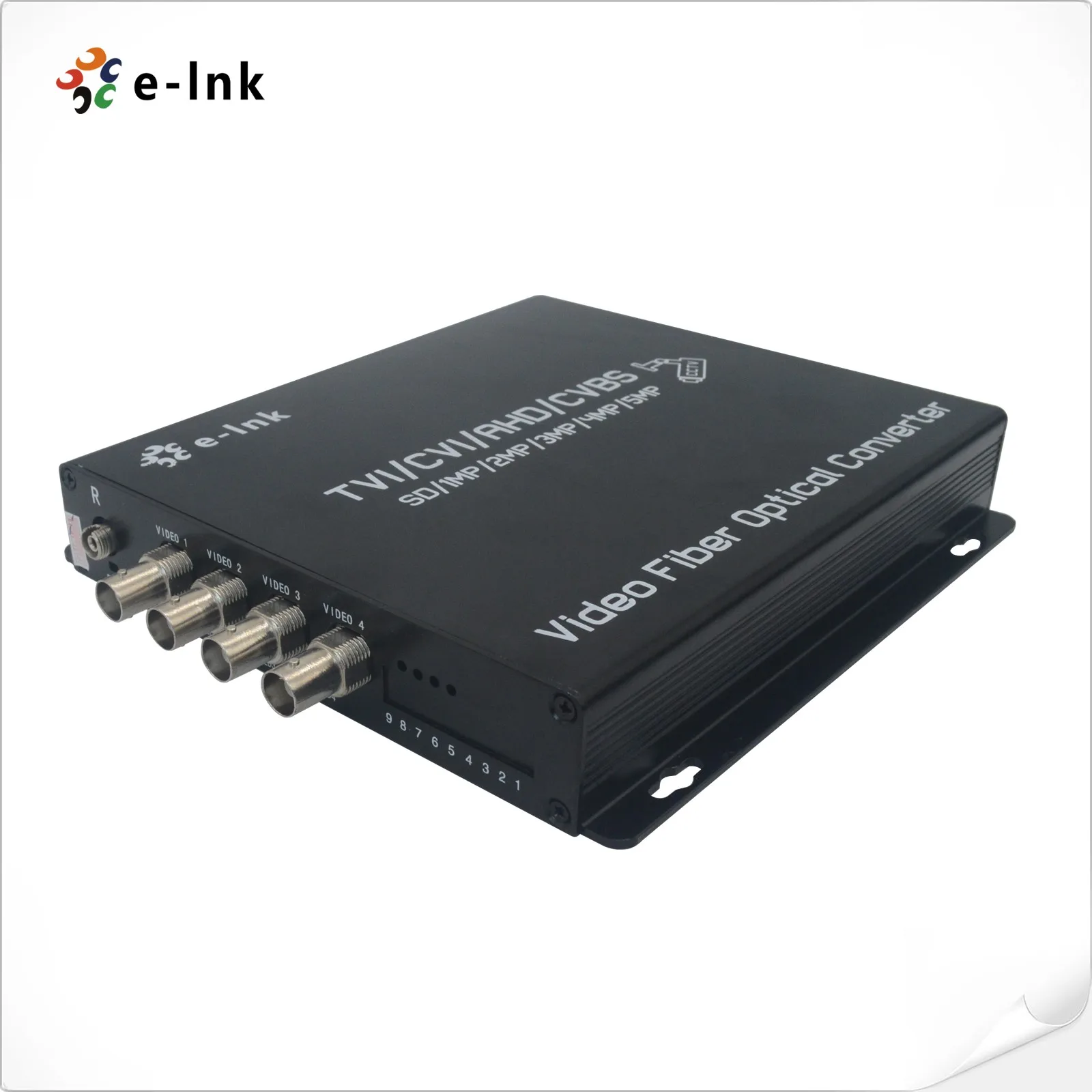 Coaxial to Fiber Optic Converter 4-Channel 5MP HD AHD CVI TVI CVBS 4-in-1 Video Fiber Converter