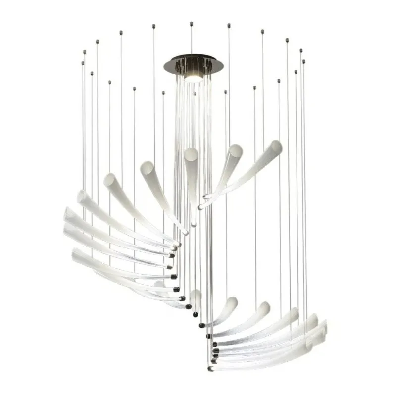 High living room headlight crystal design light luxury art central control stair chandelier