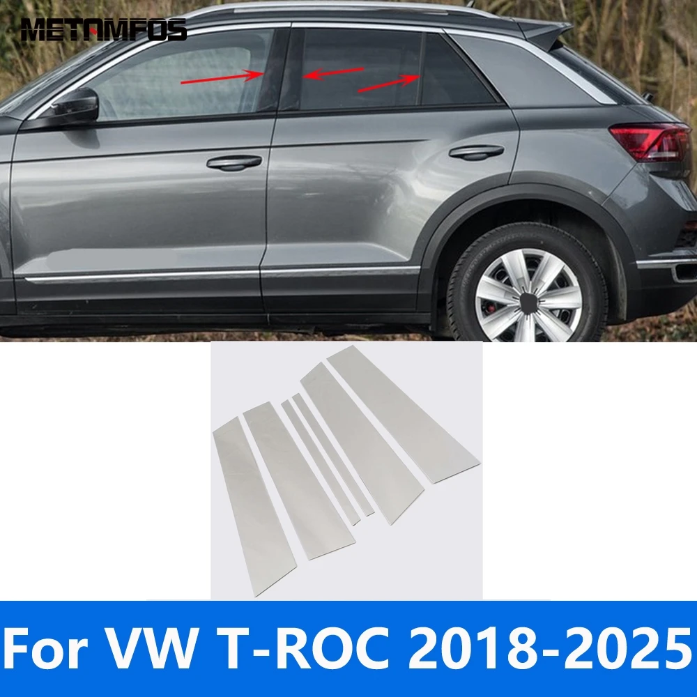 For Volkswagen VW T-ROC TROC 2018-2024 2025 Window Center B C Pillar Posts Cover Trim Sticker Exterior Accessories Car Styling