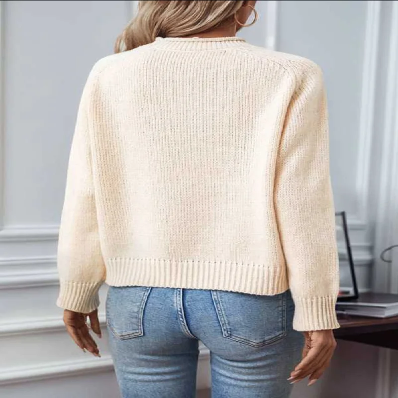 Рождественские свитера для женщин, свитер с круглым вырезом, пуловеры с длинными рукавами, рождественская праздничная одежда