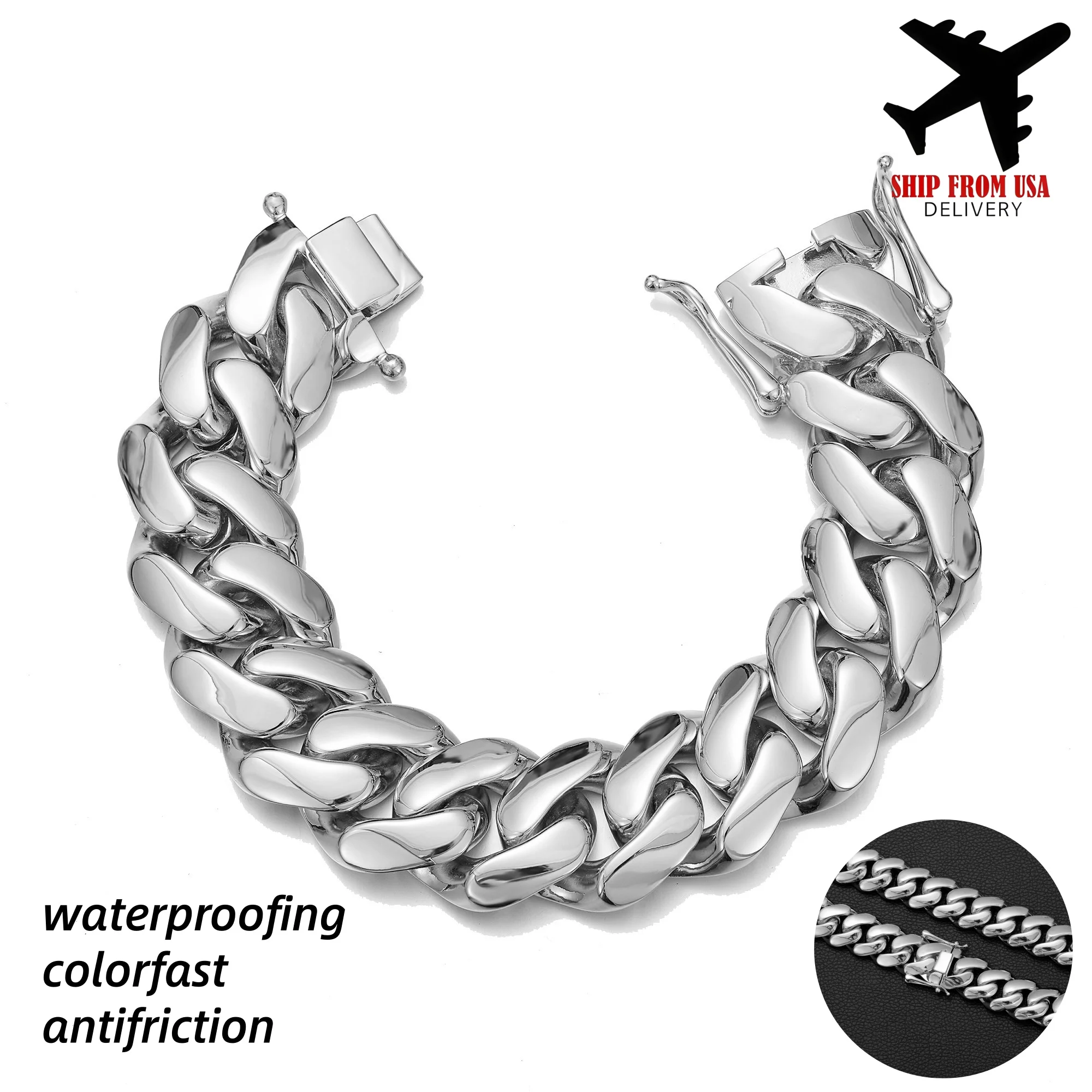 Men's 18-22mm Cuban Link Bracelet Hip Hop Heavy Brass Miami Cuban Link Chain Chunky Bracelet Jewelry For Boy Gift Men Jewelry