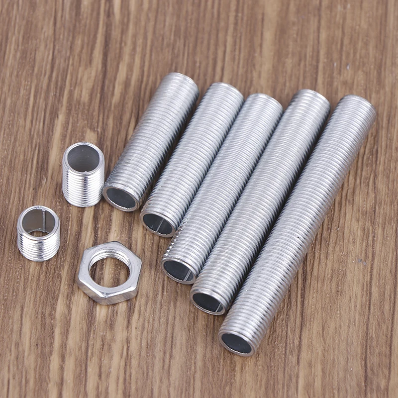 10Pcs 10/15/35/40/50/60/70mm M10 Lamp Tooth Tube Metal Hollow Threaded Tube Screw Nut Lamp Cap Chandelier Connect Rod Fixed Base