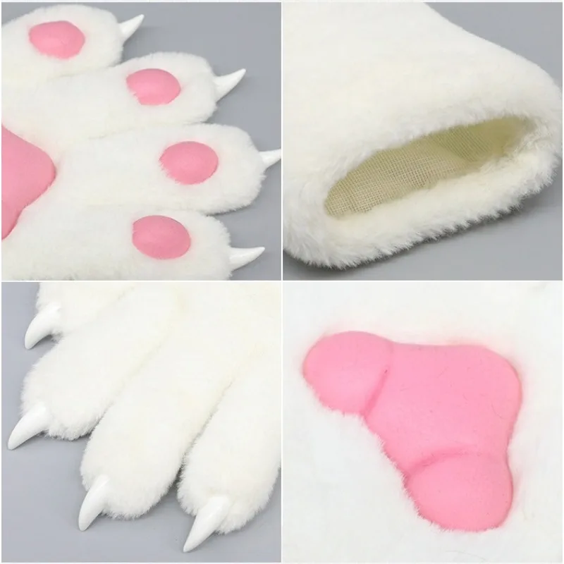 6 Colors Girls Women Cat Paws Gloves Anime Plush Cosplay Accessories Comic-con Stage Show Party Fursuit Mittens Furry Kig Claw