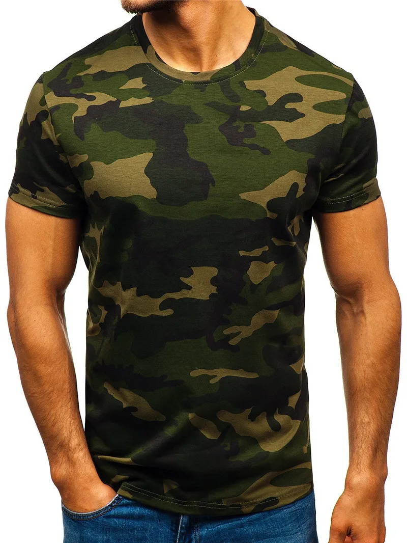 Men\'s Camo Pattern Outdoor Sporty T-Shirts Short Sleeve Summer 3D Print Loose Casual Fitness Tops Round-Neck Man Big Size Tees