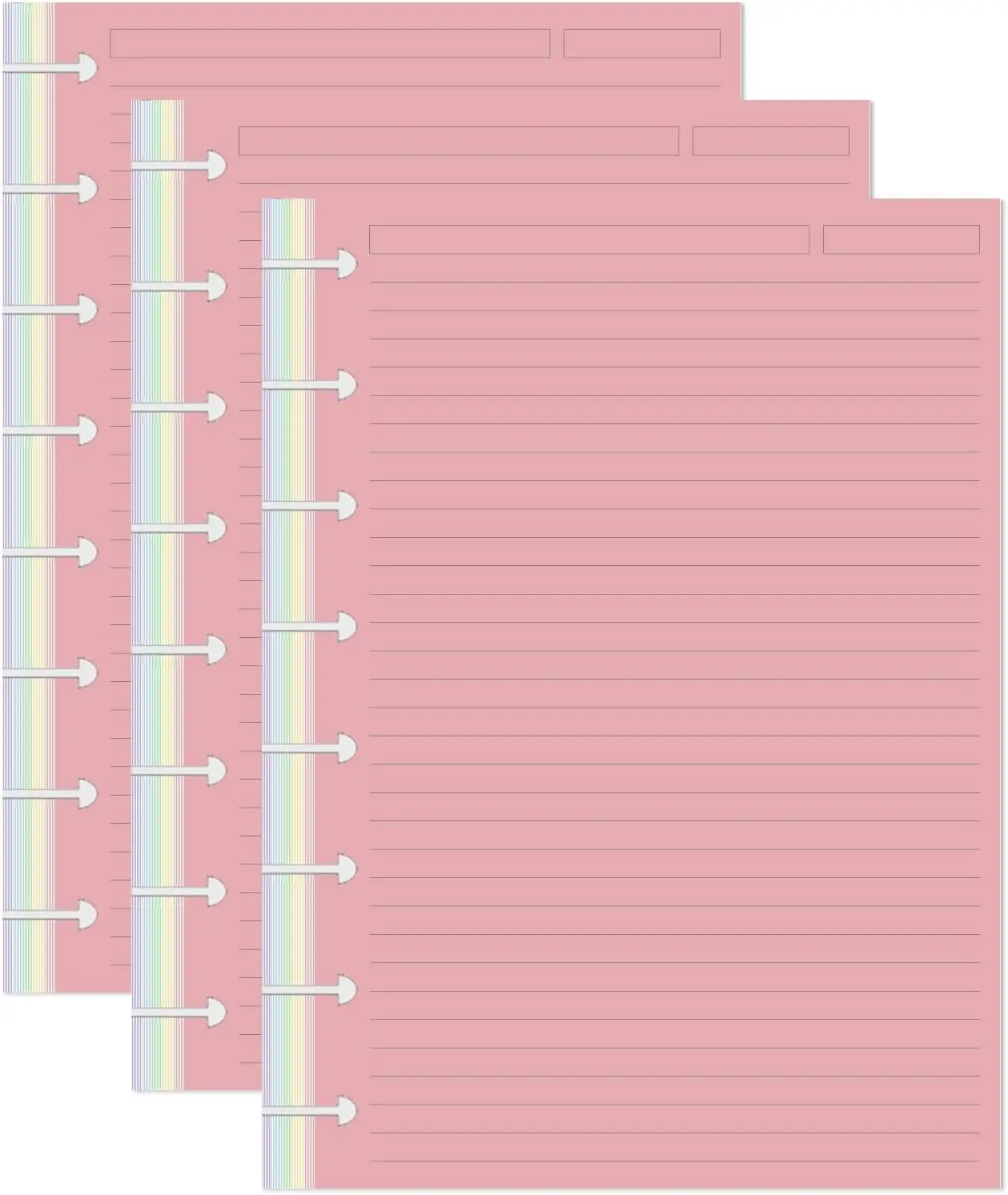 

Junior Size Discbound Lined Refill Paper, 5 Colors 300 Sheets 600 Pages 110gsm Thicker Paper for Notebooks and Planners, 5.8x8.2