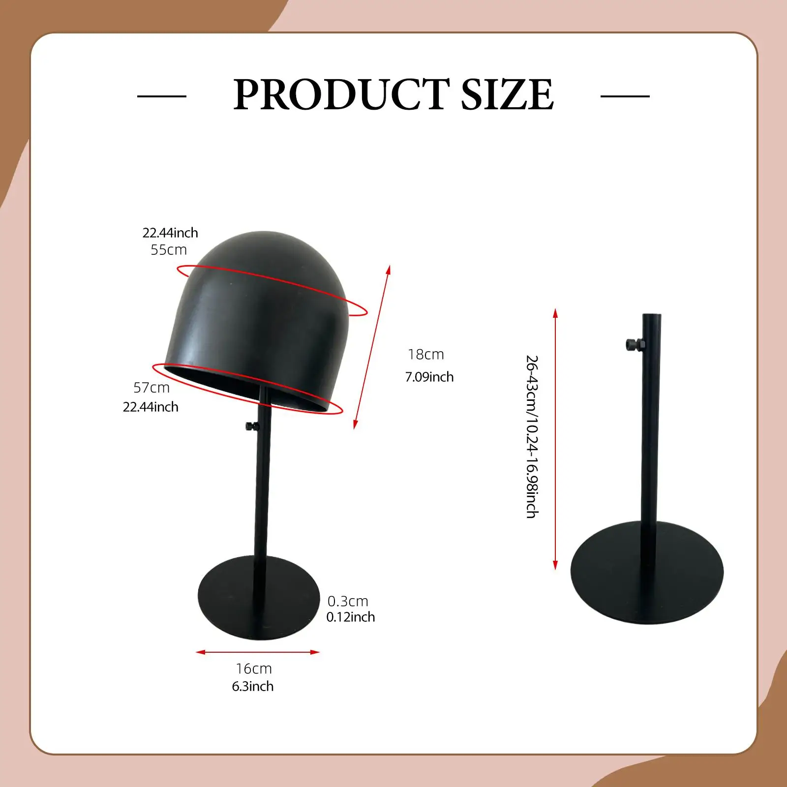 حامل عرض القبعة قابل للتعديل بارتفاع متعدد الاستخدامات لصالونات التجميل أو المتجر