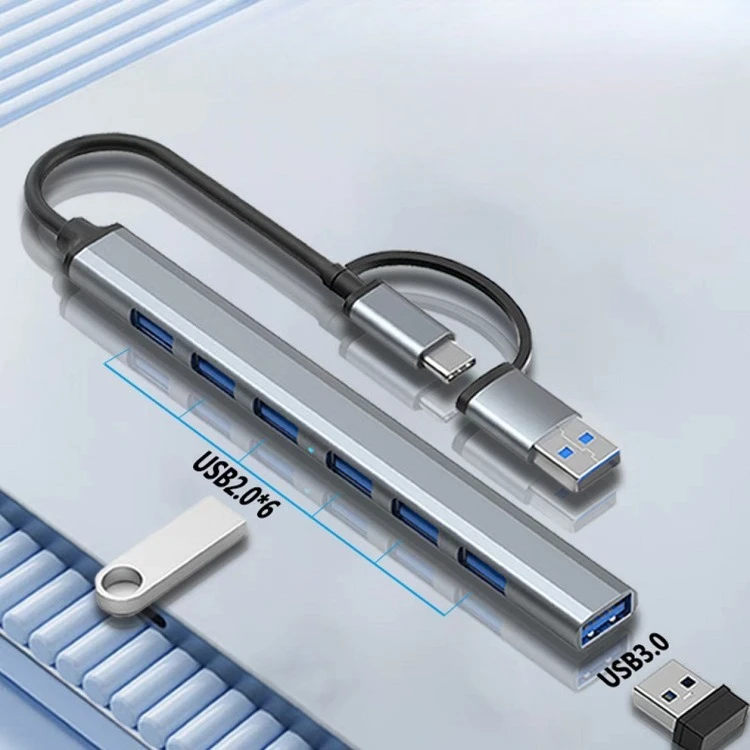 Typecusb3.0 docking station hubusb7 port splitter for mobile phones, computers, mice, keyboards, USB flash drives, expanders
