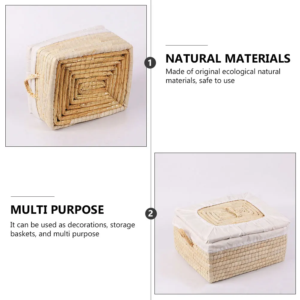 

1pc Baking Bread Basket Storage Basket Eco-Friendly Natural Material Kitchen Organizer with Cover Lining Dust Insect Proof
