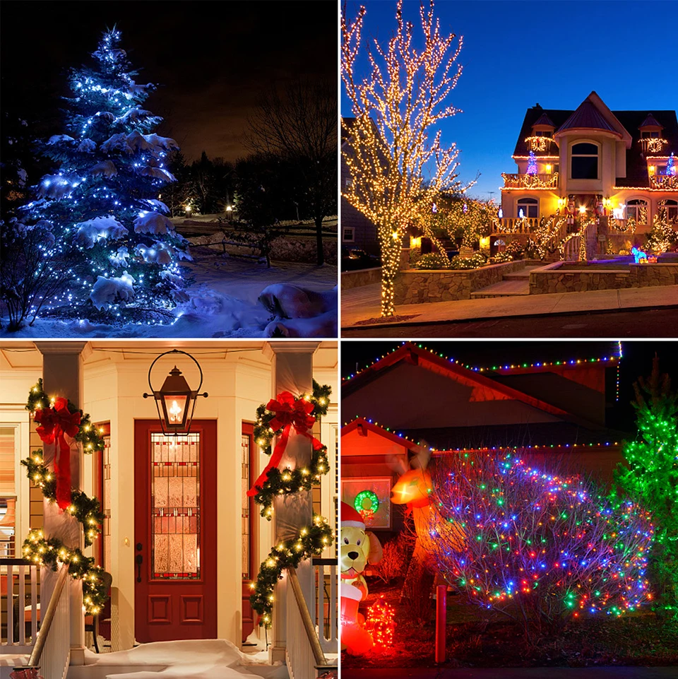 Energy Saving LED Outdoor Garden String Lights 10M 20M 30M 50M 100M Solar/EU/US Plug Charging LED Christmas Lawn Luminous Lamp