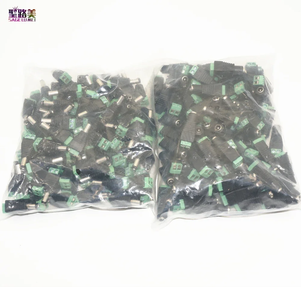 CCTV Camera 5050 3528 Single Color LED Strips 100pcs/pack Female DC Power Adapter Plug 5.5mm x 2.1mm Male Connector easy