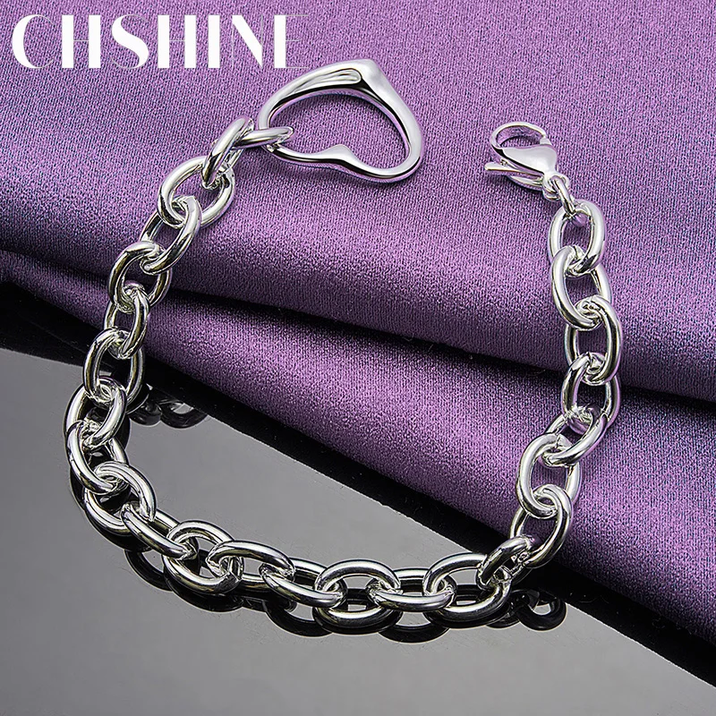 

CHSHINE 925 Sterling Silver Love Heart Bracelet For Women Wedding Party Fashion Charm Fine Jewelry