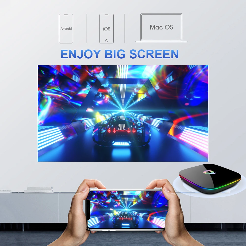 Q PLUS TV Box 4-core 3D Graphics Acceleration 4G DDR Ultra High Speed Running Ultra HD 6K Android 10 Media Player Set-top box