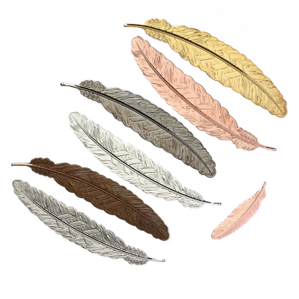 

REGELIN Feather Pendant 5pcs/lot 6colors Cameo Bookmarks feather 24x110/12x43mm Cabochon Settings Jewelry Making Charms