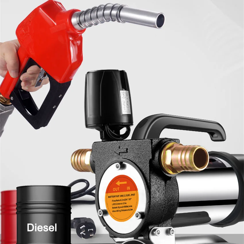 12V/24V/220V Fuel Transfer Pump For Diesel Kerosene 990W Self-Priming Pump Automatically Stop Electric Oil Pump Fuel Dispense