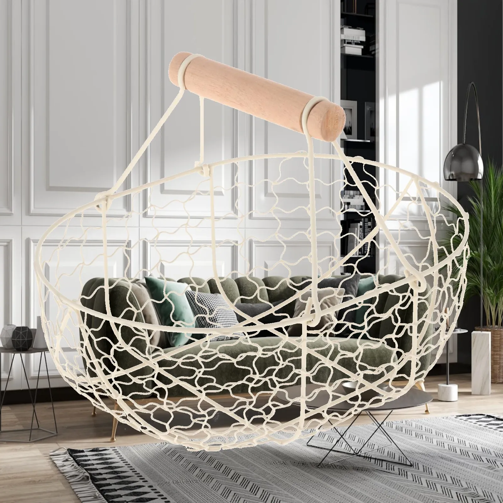 Geometric Fruit Bowl Basket Decoration Housewarming Gift Countertop Metal Bread