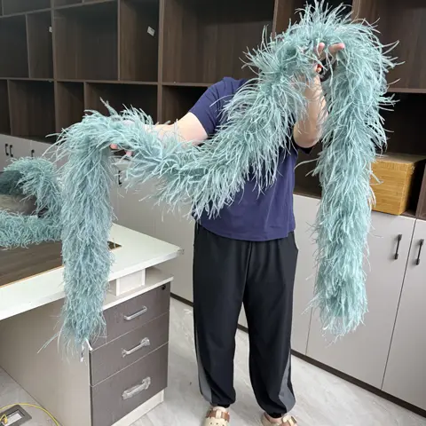 Gray Green Ostrich Feather Boa 6 Ply Luxurious Fluffy Feather Trim for Wedding Party DIY Costume Craft Decor 0.5M 1M 2M 3M 4M