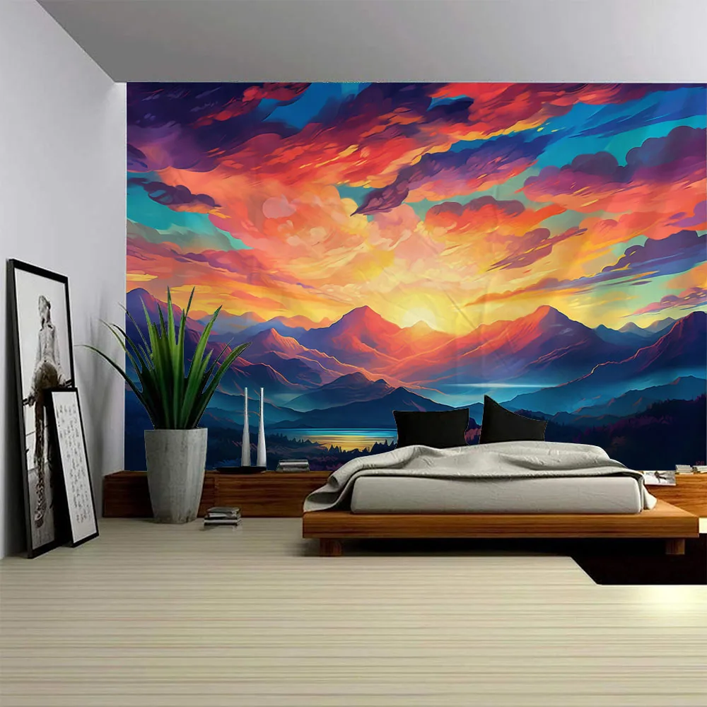 Psychedelic Natural Landscape Home Aesthetics Tapestry Wall Hanging Art Fabric for Studio Decoration
