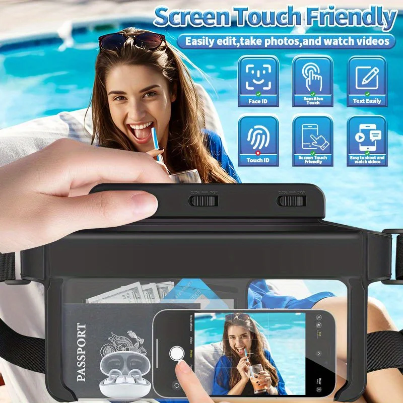 HAISSKY 3 Clips Wateproof Waist Swimming Bags Men Women Outdoor Travel Phone Earphone Cards Storage Waist Pack For iPhone Xiaomi view 5