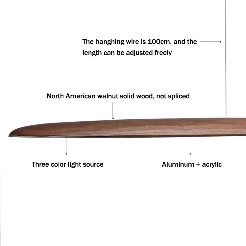 2026 Wood Pendant Light LED Wooden Hanging Lamp LED Pendant Linear Light Wood Long Kitchen Island Lamp For Dining Living Room Of view 5
