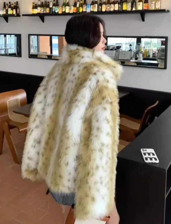 2025 New Autumn Winter Trendy Women's Clothing Faux Fur Coats Leopard Jackets