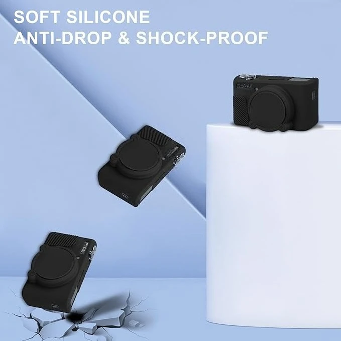 

Silicone Camera Case for Canon PowerShot SX740/ SX730 Camera Soft Case Cover Rubber Sleeve + Tempered Glass LCD Protective Film