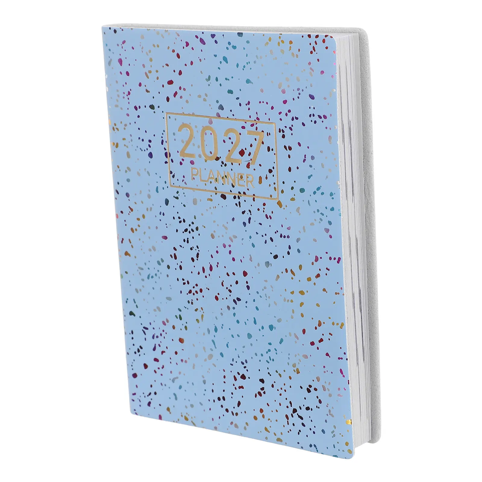 2027 Daily Planner Pocket Size A7 Blue PU Hardcover Compact Organizer Notebook for Office Study Schedule Tracking