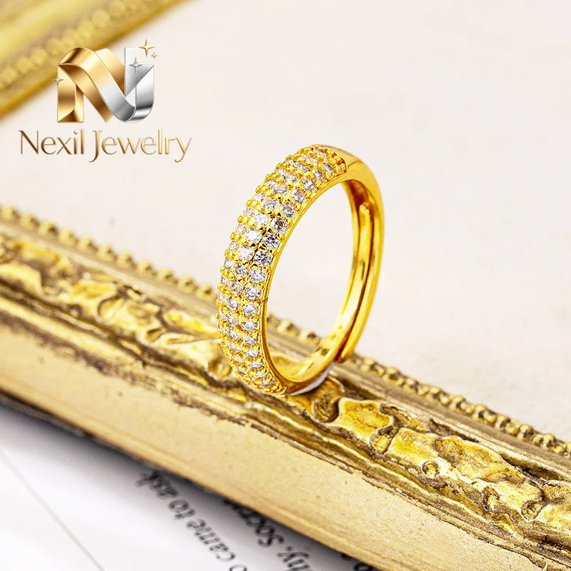 Nexil Jewelry   Nexil Jewelry  24K Gold Light Luxury Diamond-Inlaid Starry Open Index Ring Women AU999 - 24K crafted, sparkling