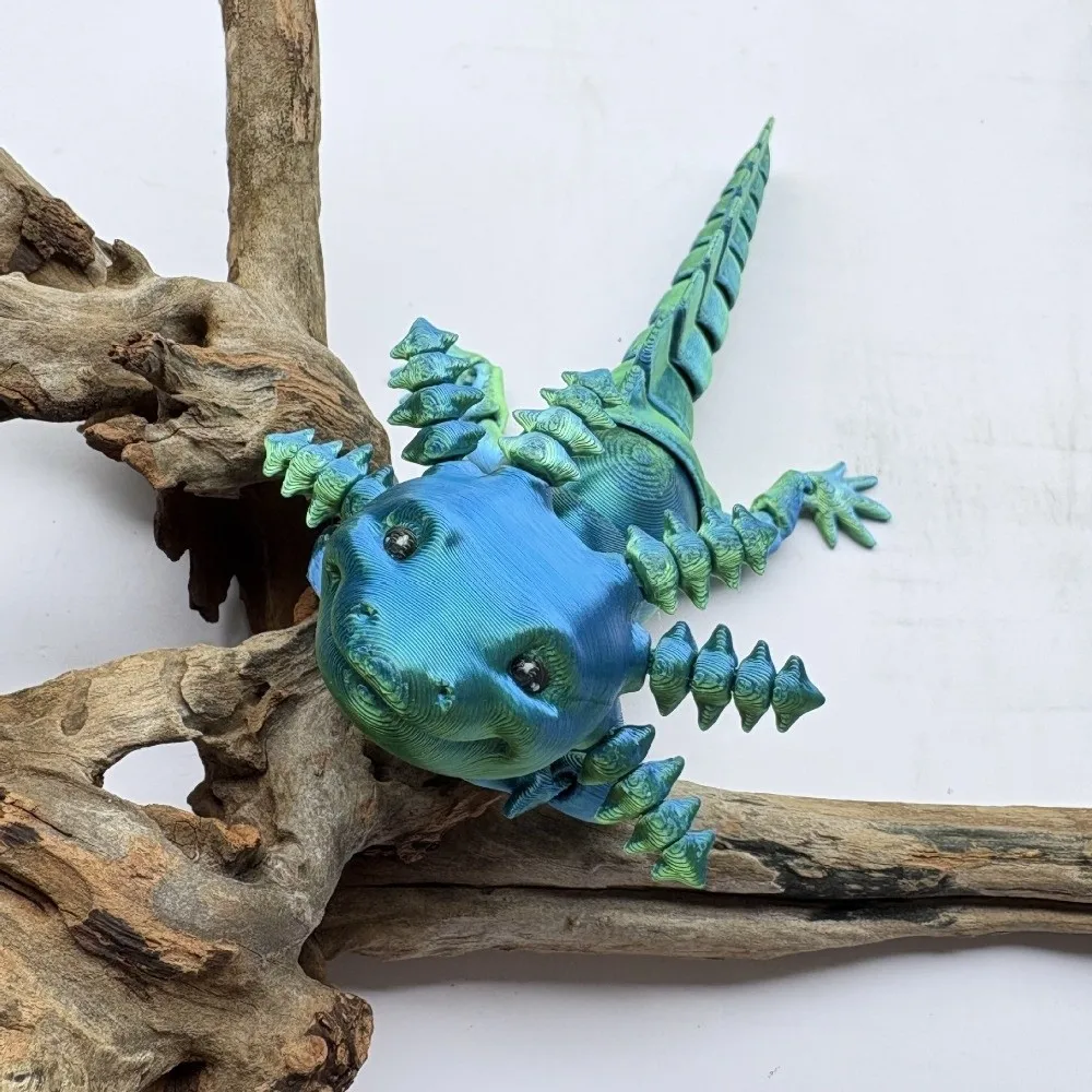 New 3D Printed Salamandrid Multi-jointed Movable Fine-tailed Axolotl Action Figure Creative Axolotl Desktop Decoration