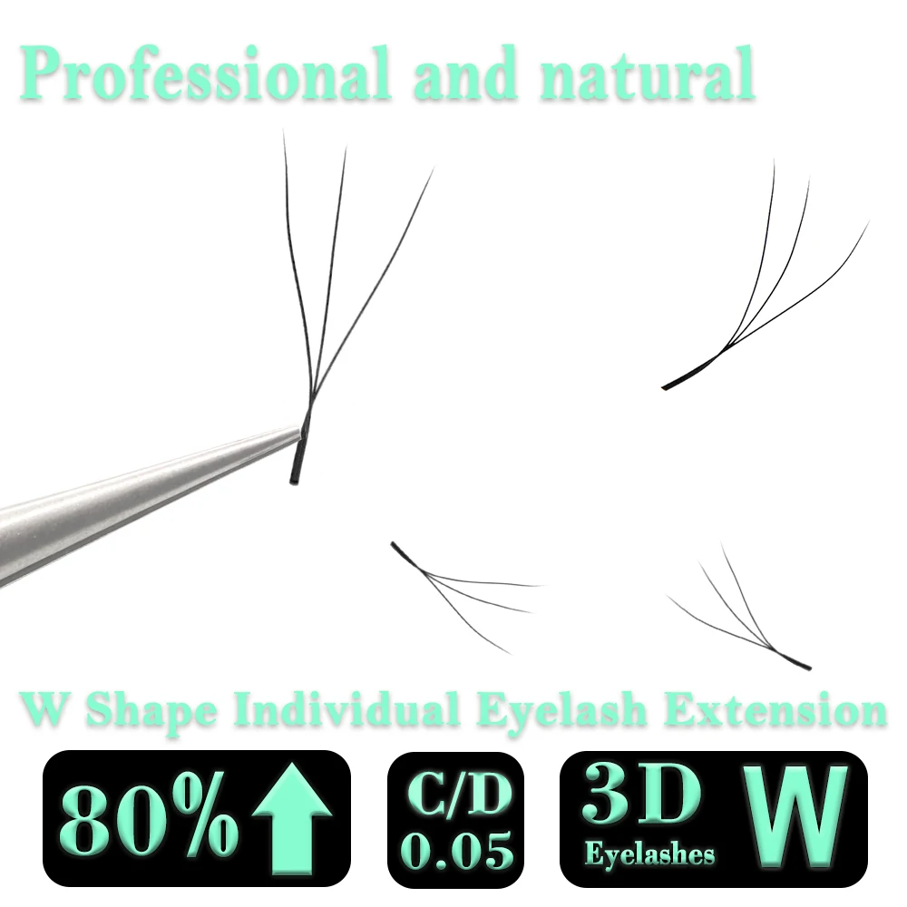 Kimcci W Shape False Eyelash Extensions 3D/6D Fake Eye Lash Building Mesh Surround Cross VV Lashes Split Tip Makeup Supplies