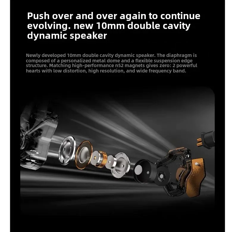 7Hz x Crinacle Zero 2 In-ear Headphone HIFI zero2 IEM 10mm Dynamic Driver Wired Earbuds Gaming Earphones with OFC Cable Gift