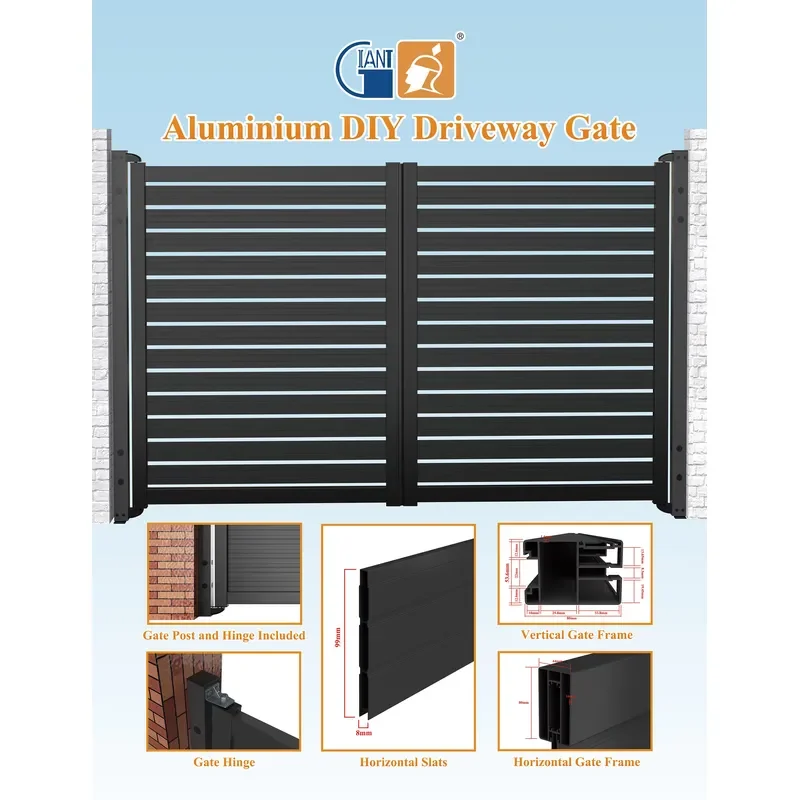 DIY Aluminum Sliding Swing Electric Driveway Automatic Fence Gate