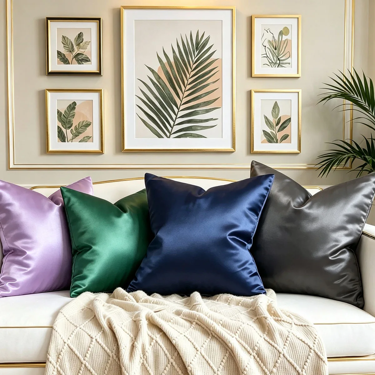 Imitated Silk 50X50 45x45 40X40 Pillow Case Satin Cushion Cover Solid Pillowcase 60x60cm Home Decor for Sofa Chair Smooth