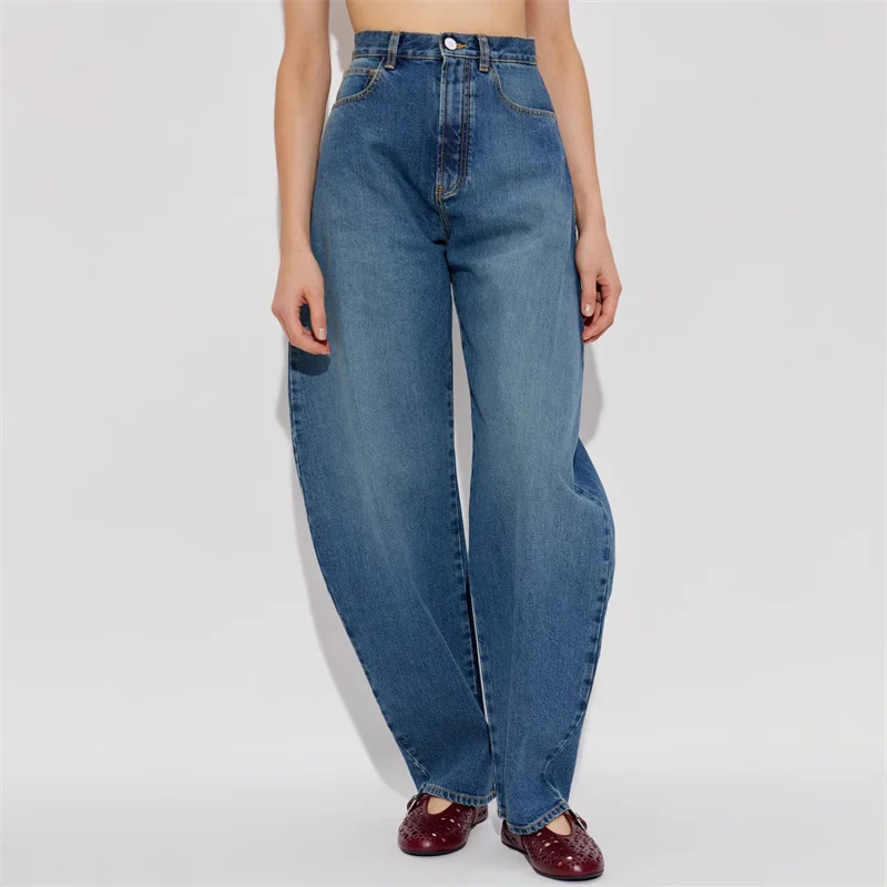 

Women's pants New pure cotton women's jeans for summer 2025 High waisted straight leg pants wide leg pants curved knife jeans