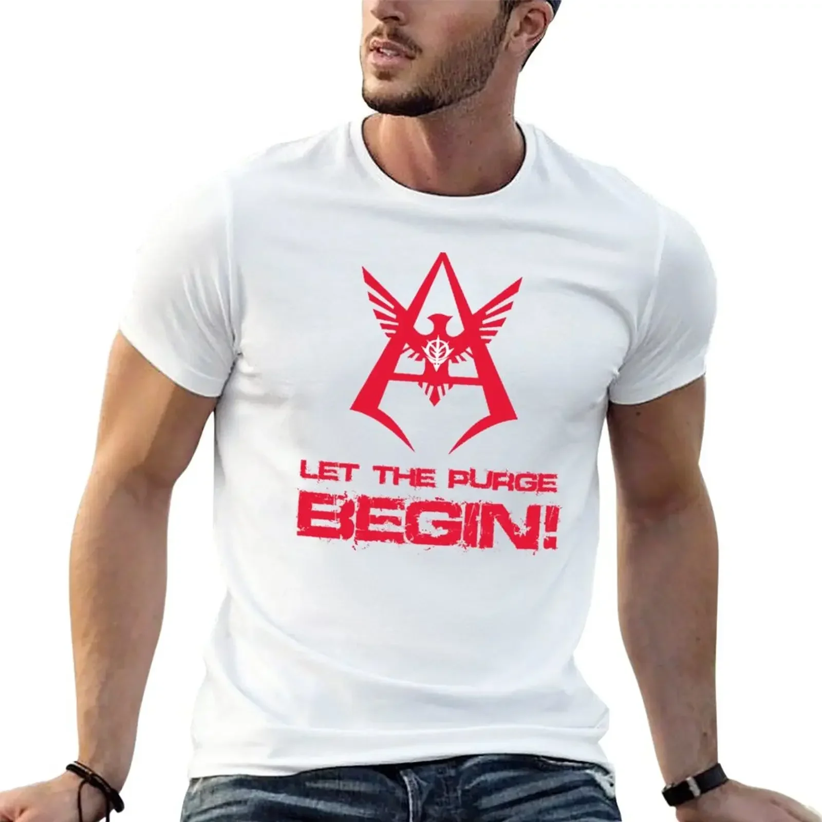 LET THE PURGE BEGIN! T-Shirt blanks big and tall t shirts for men heavyweight Round Collar Outfits funny Summer fashion Arrival