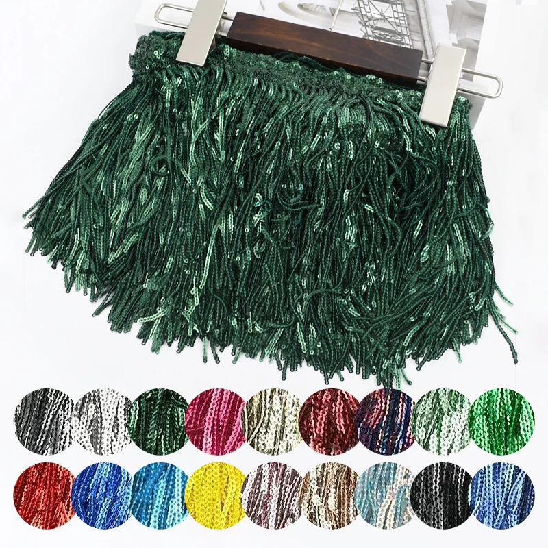 

1-5Yards 17cm Sequin Tassel Fringe Lace Trim Costume Dress Skirt Ribbon Bag Clothes Decoration Tassels DIY Sewing Accessories