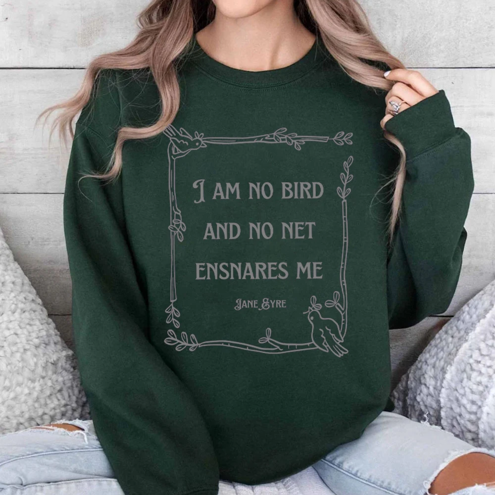 Jane Eyre Dichter Hoodie voor Vrouwen Ik Ben Geen Vogel Literatuur Dameskleding Bronte Literaire Donkere Academia Dameskleding Boek Hoodie